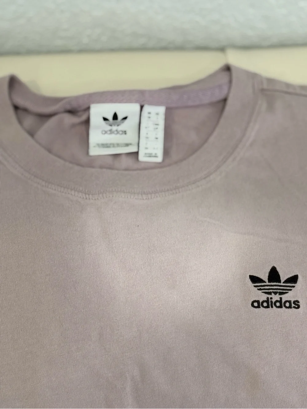 adidas Mauve Graphic Cropped Tee with Black and White Accents - Picture 2 of 5